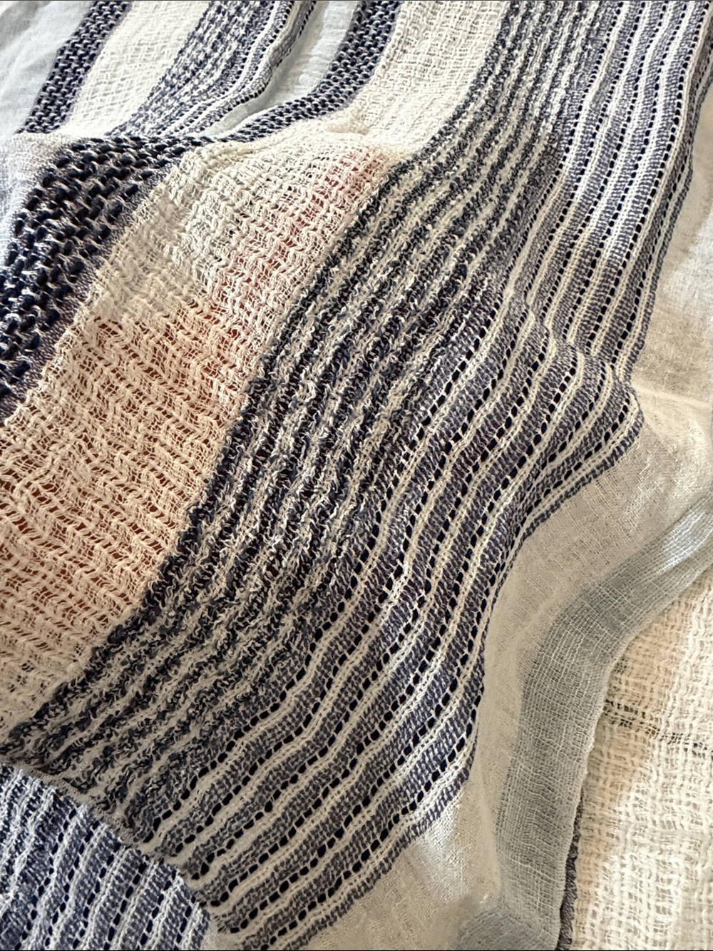 Massimo Dutti Blue & White Striped Swim Coverup Caftan Linen Blend - Picture 3 of 14